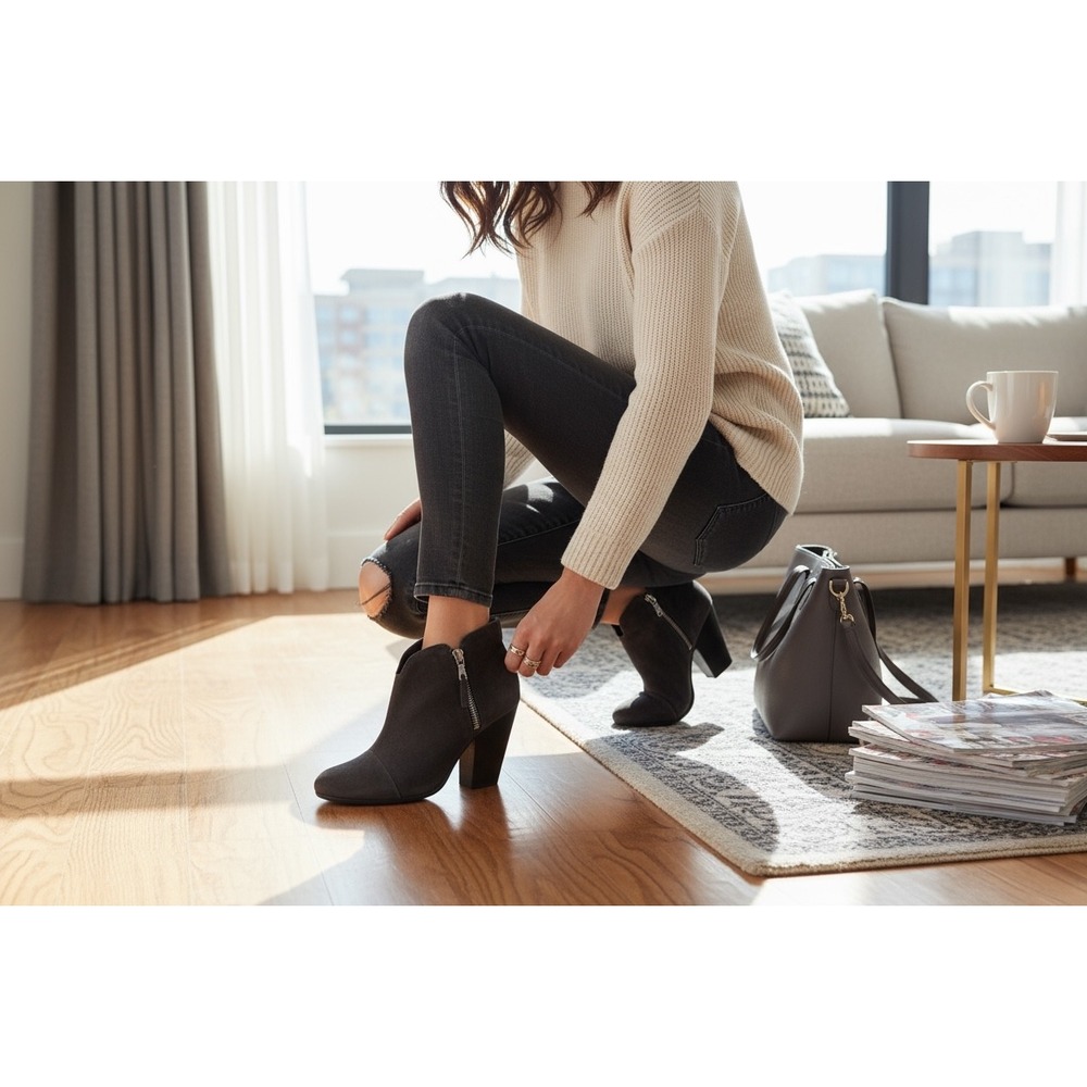 Rag & Bone Bootie Margot Suede Ankle Boots Double Zipper Block Heel Womens 38.5 - Picture 6 of 14